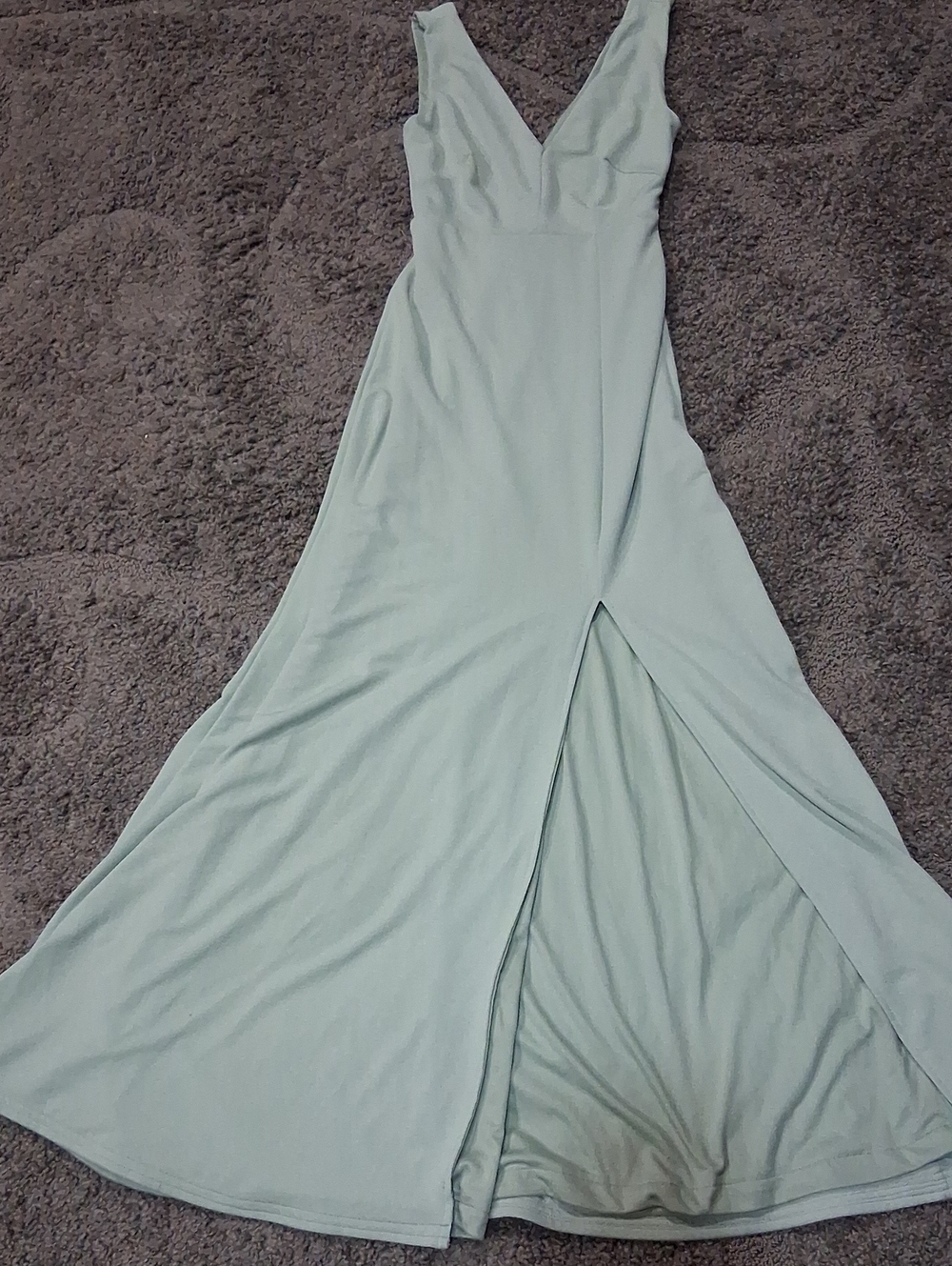 Birdy Grey Soft Sage V-Neck Maxi Gown with Front Slit